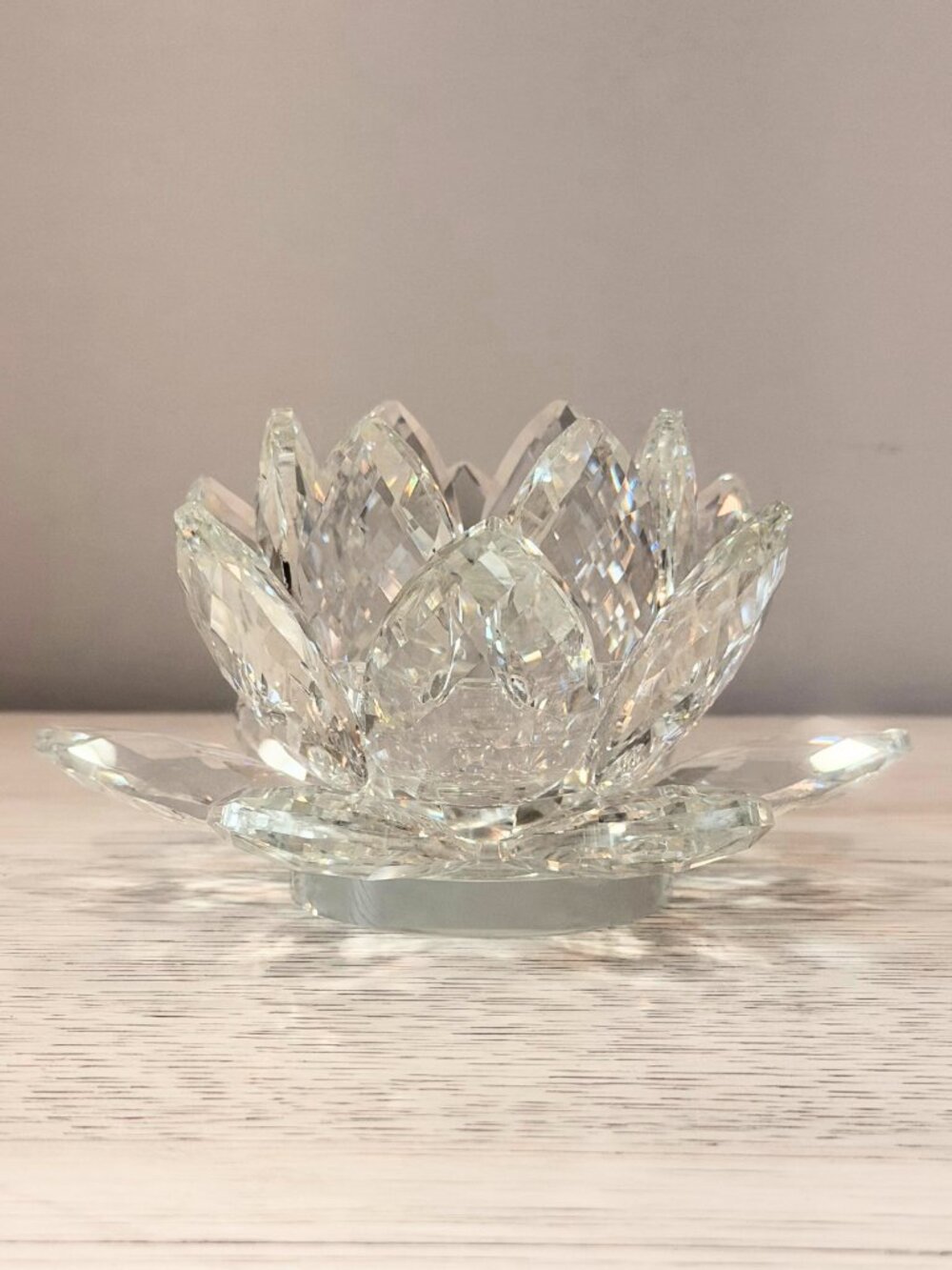 Large JM by Julien Macdonald Crystal Lotus Flower Votive TeaLight Candle Holder